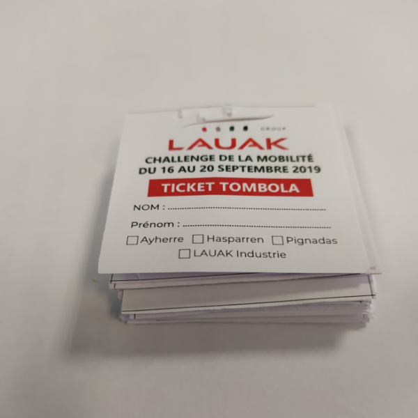 Tickets de participation à la tombola, 1 ticket nominatif par jour de participation
